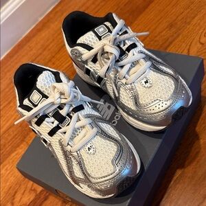 New Balance Kids' Silver and White Sneakers